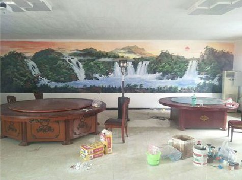 弥勒墙绘-写实风景