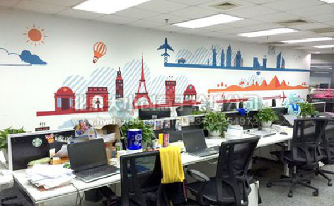 弥勒教你设计办公室墙绘的方法。