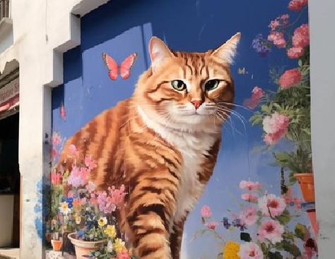 弥勒自己绘制有个性的手绘墙